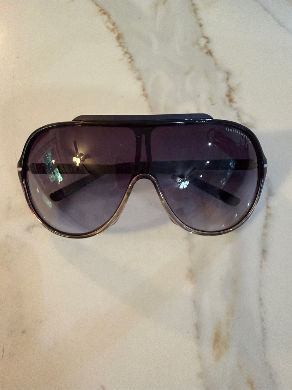 Armani Exchange Black Frame Sunglasses with Gray Gradient Lenses